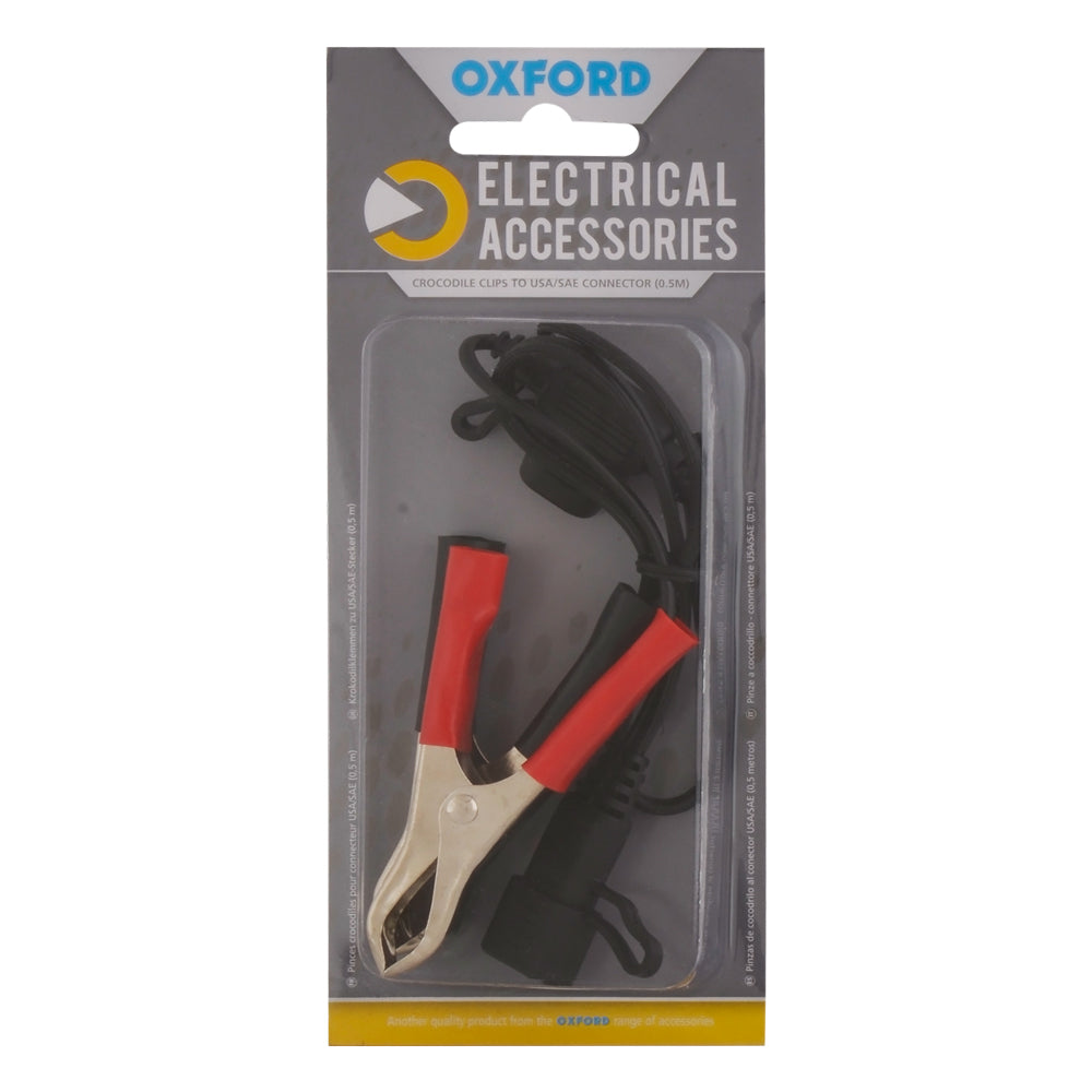 Oxford Crocodile clips to USA/SAE connector (0.5mtr lead)   5030009017117